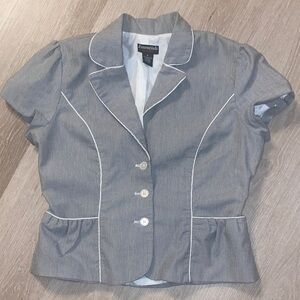 Essentials Gray Pinstripe Short Sleeve Blazer